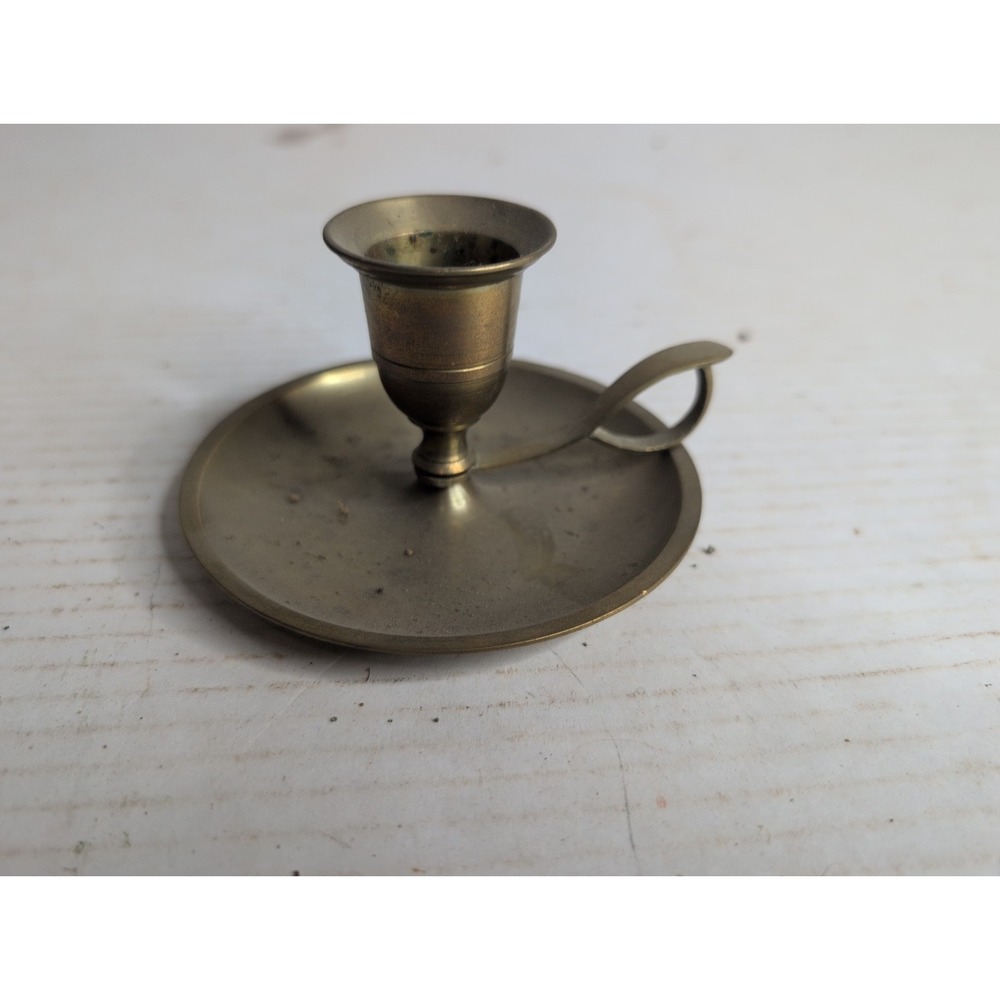 Vintage Brass Candle Holder – Engraved 4" India, Handmade Decorative Art
